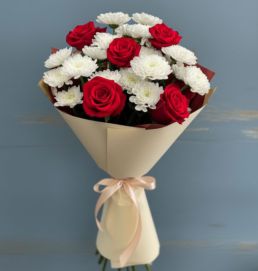 Букет цветов из: Розы и Хризантемы в Старочеркасской