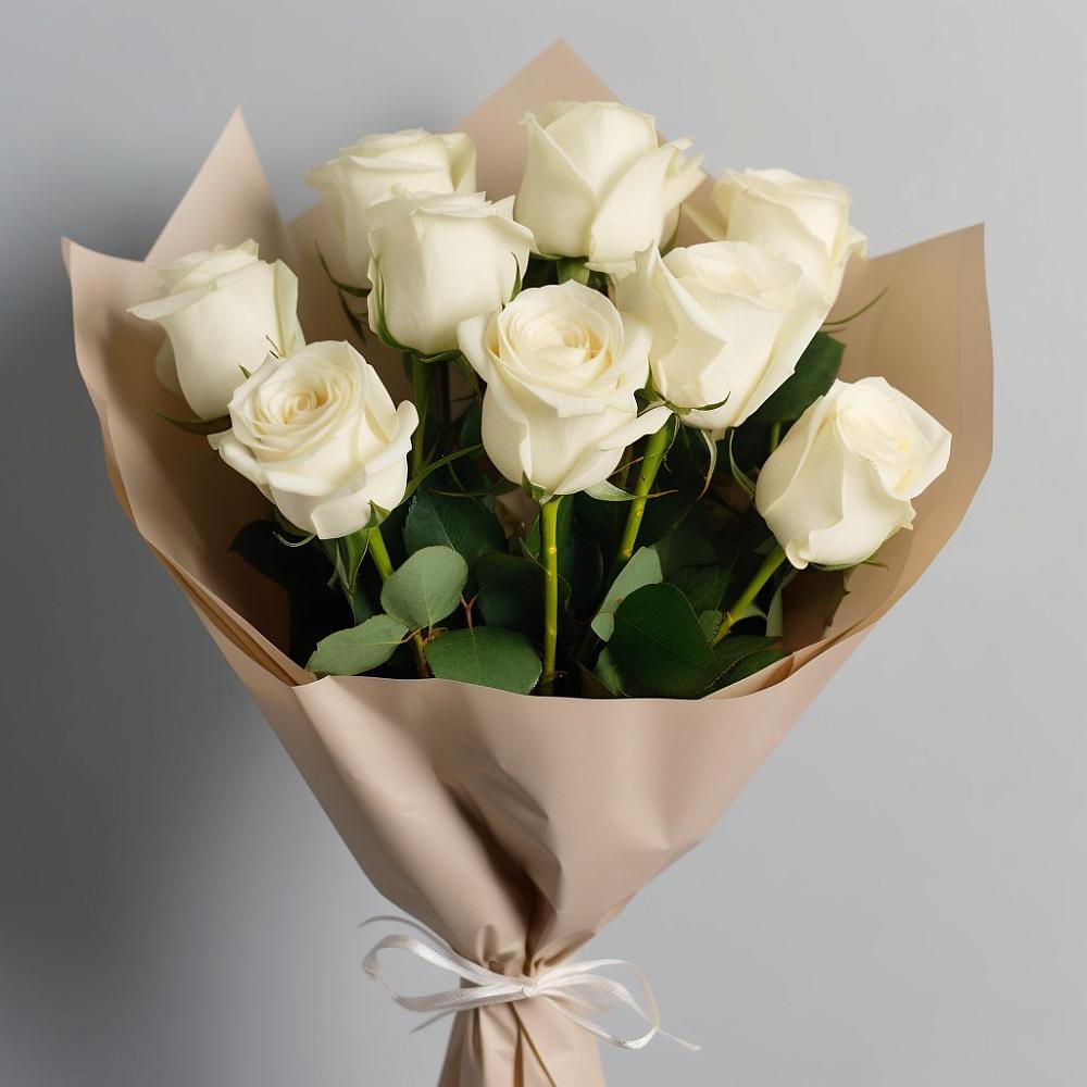 Букет 9 Белых роз Эдлесс Лав в Старочеркасской