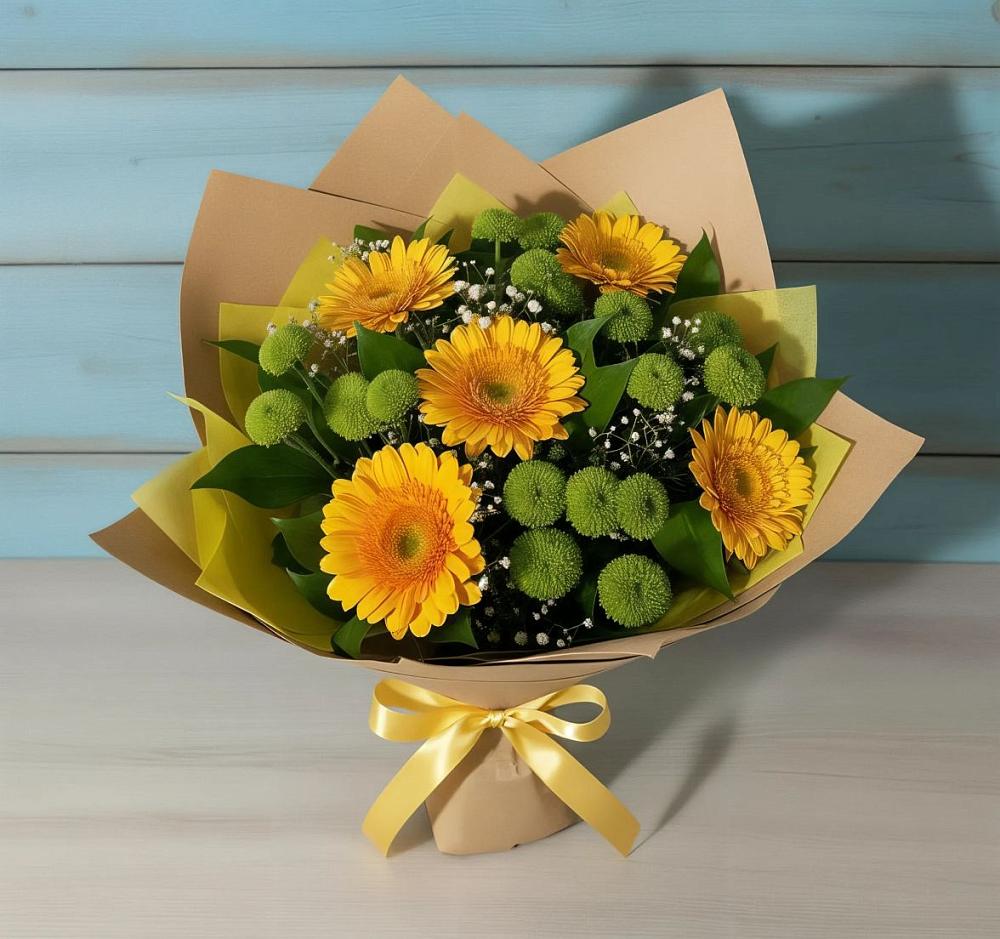 Букет цветов из: Герберы и Хризантемы в Старочеркасской