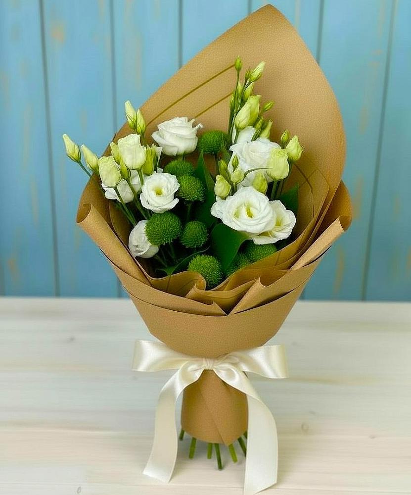 Букет цветов из: Хризантемы и Лизиантусы в Старочеркасской