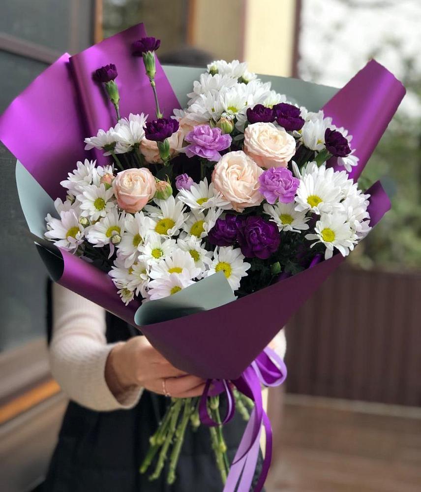 Букет цветов из: Хризантемы, Гвоздики и Розы в Старочеркасской