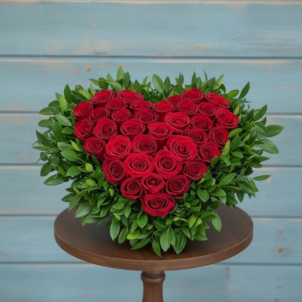 Цветочная композиция из Розы в виде сердца в Старочеркасской