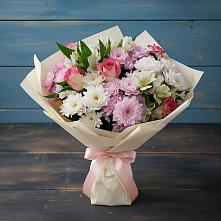 Букет цветов из:  Хризантемы, Альстромерии и Розы #REPLACE_PRED# Старочеркасской