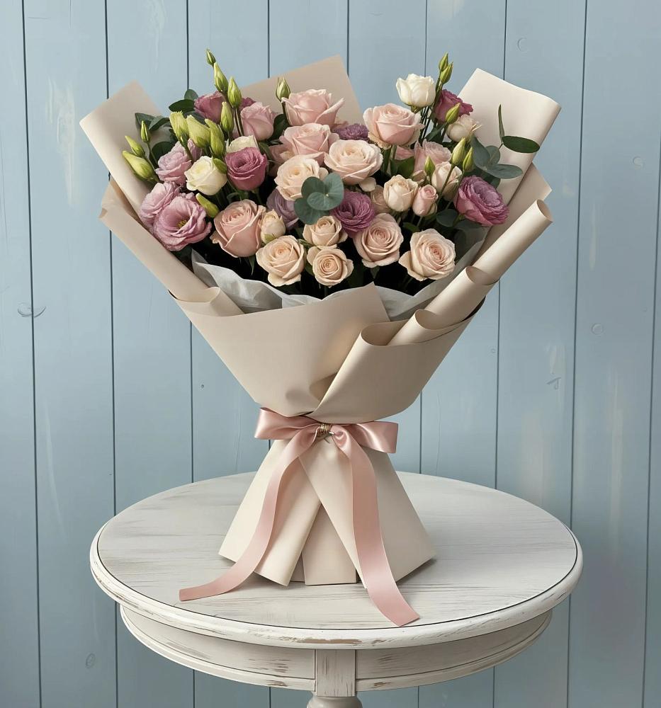 Букет цветов из: Розы и Лизиантусы в Старочеркасской